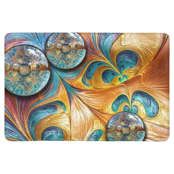 MKHERT Abstract 3D Rendering Combo Artwork with Fractal Buttons on Leather Doormat Rug Home Decor Floor Mat Bath Mat 23.6x15.7 inch