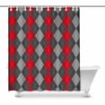 thumbnail image 1 of MKHERT Abstract Argyle Decor Classic Checked Gray Red Waterproof Shower Curtain Decor Fabric Bathroom Set 66x72 inch, 1 of 1