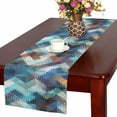 thumbnail image 1 of MKHERT Abstract Blue Geometric Mosaic Tiles Table Runner for Office Kitchen Dining Wedding Party Banquet 16x72 Inch, 1 of 2