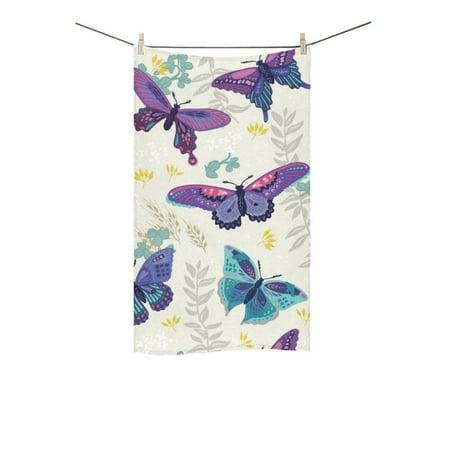 MKHERT Abstract Butterfly Seamless Vintage Flower Pattern Bath Towel Shower Towel Wash Cloth Face Towels 16x28 inches