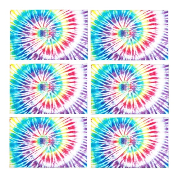 MKHERT Abstract Colourful Spiral Tie Dye Placemats Table Mats for Dining Room Kitchen Table Decoration 12x18 inch,Set of 6