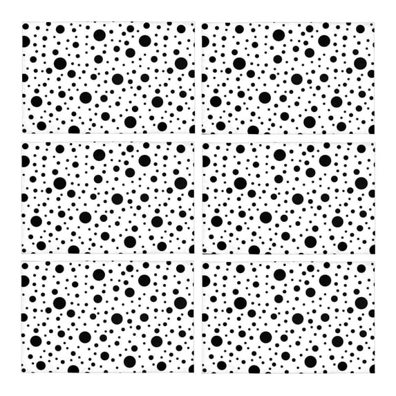 MKHERT Abstract Elegant Black Polka Dots Placemats Table Mats for Dining Room Kitchen Table Decoration 12x18 inch,Set of 6