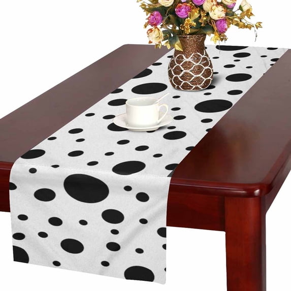 MKHERT Abstract Elegant Black Polka Dots Table Runner Home Decor for Wedding Party Banquet Decoration 16x72 Inch