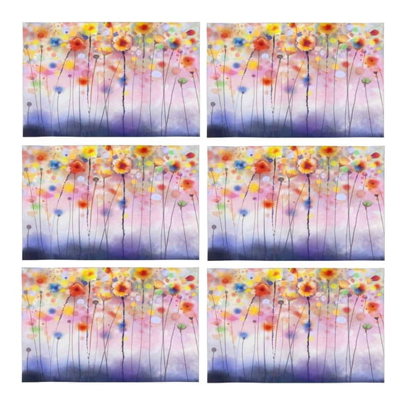 MKHERT Abstract Floral Watercolor Paintings Red Flowers Placemats Table Mats for Dining Room Kitchen Table Decoration 12x18 inch,Set of 6