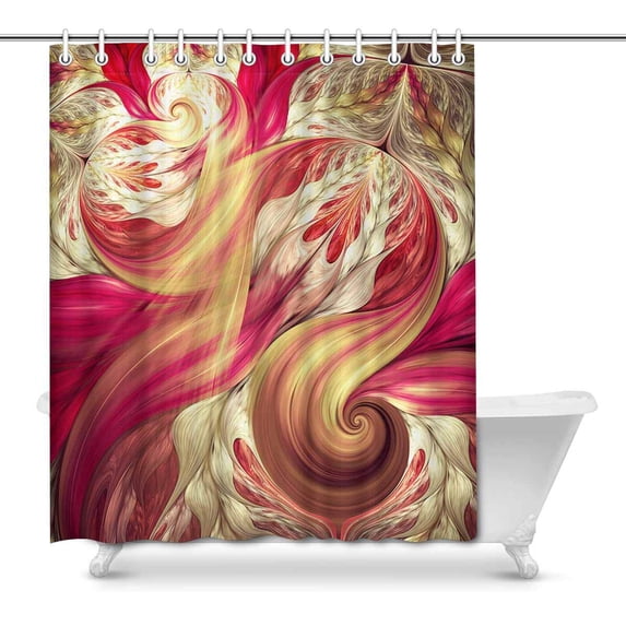 MKHERT Abstract Fractal Artwork Dynamic Flowers and Spirals Flowing Decor Waterproof Polyester Fabric Shower Curtain Bathroom Sets 66x72 inch