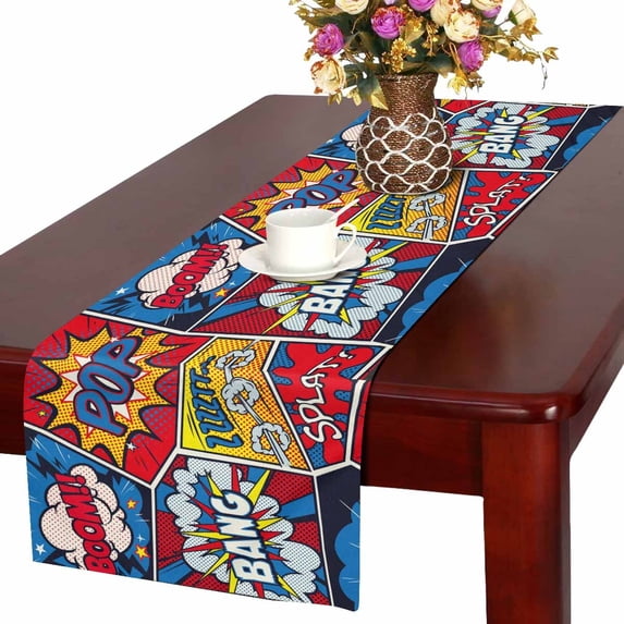MKHERT Abstract Geometric Table Runner, Unique Pop Art Table Cloth Runner for Wedding Party Banquet Decoration 14x72 inch