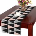 thumbnail image 1 of MKHERT Abstract Geometric Triangle in Black White and Pastel Pink Table Runner Home Decor for Home Kitchen Dining Wedding Party 16x72 Inch, 1 of 2