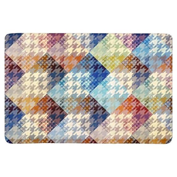 MKHERT Abstract Houndstooth Plaid Patchwork Pattern Doormat Rug Home Decor Floor Mat Bath Mat 23.6x15.7 inch