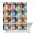 thumbnail image 1 of MKHERT Abstract Houndstooth Plaid Patchwork Pattern House Decor Shower Curtain for Bathroom Decorative Fabric Bath Curtain Set 66x72 inch, 1 of 1