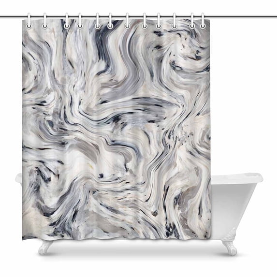 MKHERT Abstract Japanese Marble Stone Marbling Pattern Waterproof Shower Curtain Decor Fabric Bathroom Set 60x72 inch