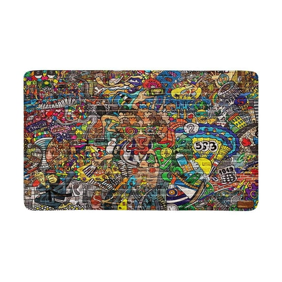 MKHERT Abstract Modern Graffiti Wall with Sports Collage Doormat Rug Home Decor Floor Mat Bath Mat 30x18 inch