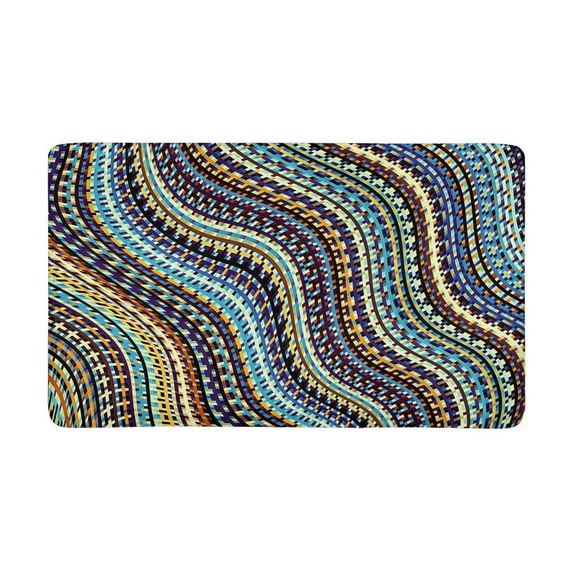 MKHERT Abstract Mosaic Pattern Blue Wavy Fractal Image Doormat Rug Home Decor Floor Mat Bath Mat 30x18 inch