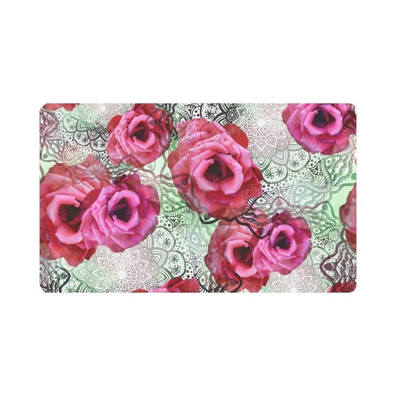 MKHERT Abstract Rose Flowers Mandala Ornaments Doormat Rug Home Decor Floor Mat Bath Mat 30x18 inch