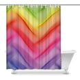 thumbnail image 1 of MKHERT Abstract Striped Waves Design Colorful Lines Decor Waterproof Polyester Fabric Shower Curtain Bathroom Sets Rings 66x72 inch, 1 of 1