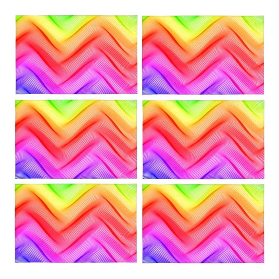 MKHERT Abstract Striped Waves Design Colorful Lines Placemats Table Mats for Dining Room Kitchen Table Decoration 12x18 inch,Set of 6