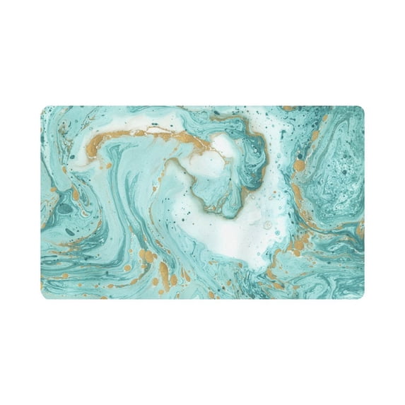 MKHERT Abstract Turquoise Golden Marble Stone Doormat Rug Home Decor Floor Mat Bath Mat 30x18 inch
