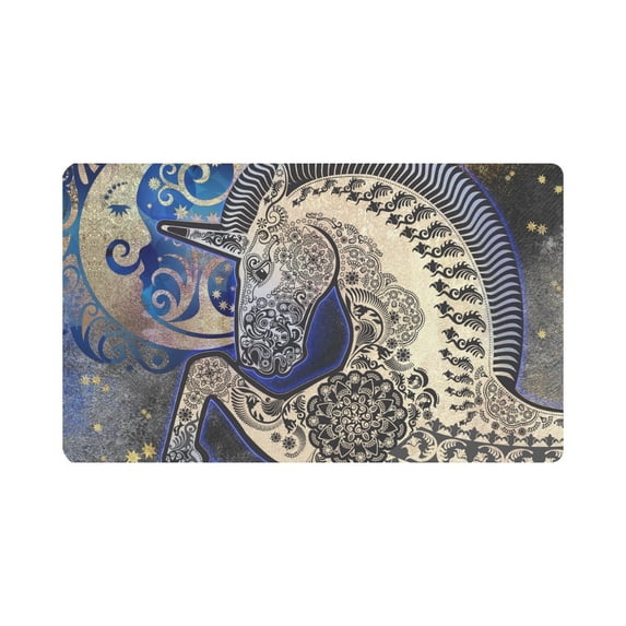 MKHERT Abstract Unicorn with Ethnic Mandala Flowers Doormat Rug Home Decor Floor Mat Bath Mat 30x18 inch