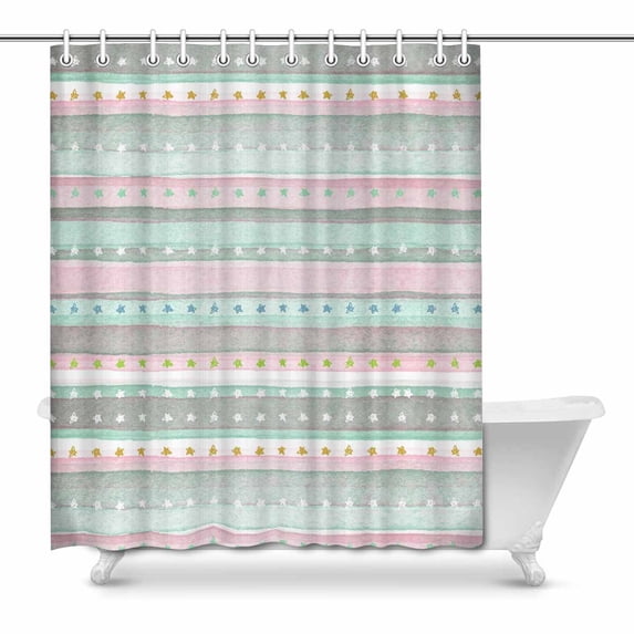 MKHERT Abstract Watercolor Stripes Lines and Stars House Decor Shower Curtain for Bathroom Decorative Bathroom Shower Curtain Set 66x72 inch