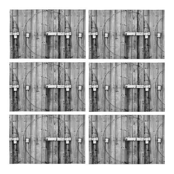 MKHERT Abstract Wood Gate with Lock Grunge Rustic Planks Barn Placemats Table Mats for Dining Room Kitchen Table Decoration 12x18 inch,Set of 6