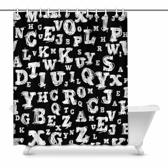 MKHERT Abstract alphabet Bathroom Shower Curtain 60x72 inch
