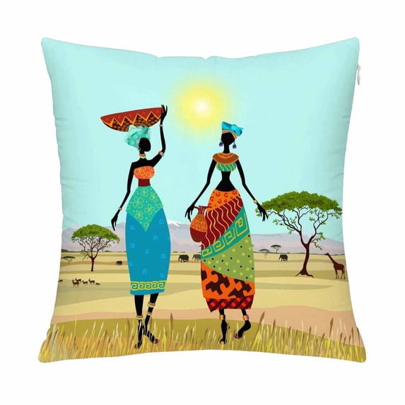 MKHERT African Women In Mountain Landscape Pillow Covers Pillowcase Throw Pillows 18x18 inch