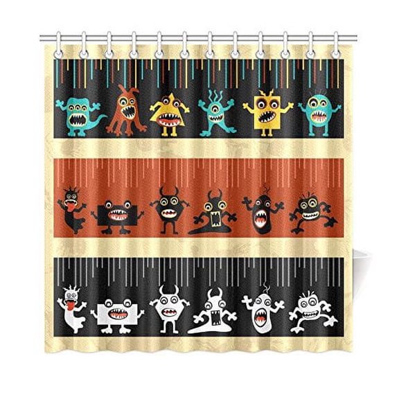MKHERT Alien And Monster Shower Curtain Waterproof Bath Curtain Decor 66x72 inch