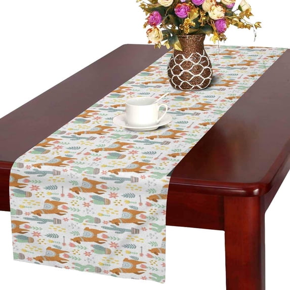 MKHERT Alpaca Llama with Cactus and Flowers Table Runner Home Decor for Kitchen Dining Wedding Party 16x72 Inch