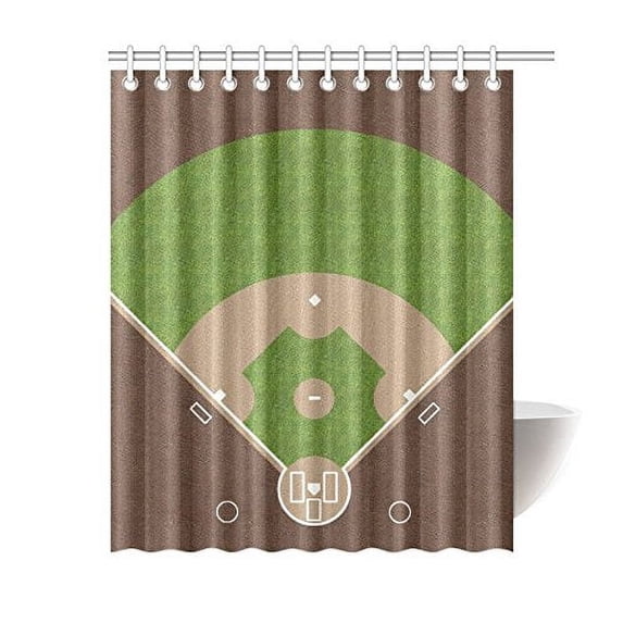 MKHERT American Baseball Field Bath Curtain Waterproof Fabric Polyester Curtains 60x72 inch