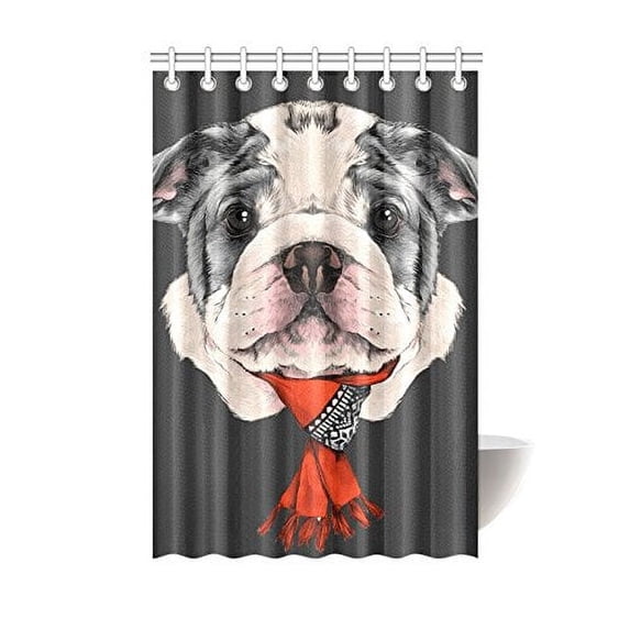 MKHERT American Bulldog Head Polyester Fabric Bathroom Shower Curtain 48x72 inch