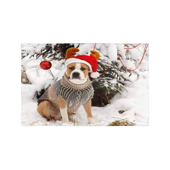 MKHERT American Staffordshire Terrier Dog in Tree in A Year's Dress Placemats Table Mats for Dining Room Kitchen Table Decoration 12x18 inch,Set of 4