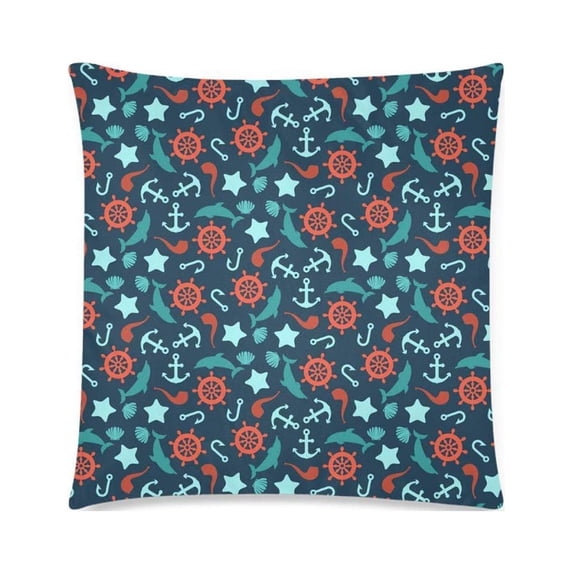 MKHERT Anchor Wheel Dolphins Sea Stars Pillow Covers Pillowcase Throw Pillows 18x18 inch