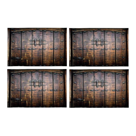 MKHERT Ancient Wooden Door Vintage Medieval Structure Placemats Table Mats for Dining Room Kitchen Table Decoration 12x18 inch,Set of 4