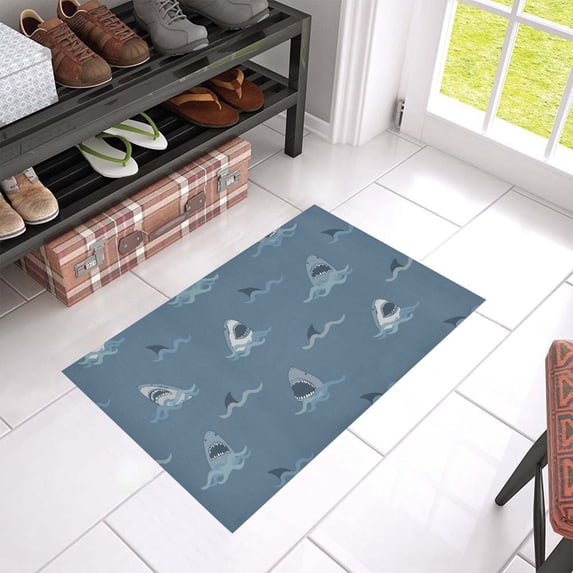 MKHERT Angry Shark Fish Doormat Rug Home Decor Floor Mat Bath Mat 23.6x15.7 inch