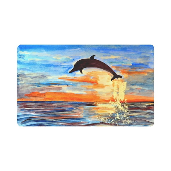 MKHERT Animal Dolphin with Ocean Sunset Painting Doormat Rug Home Decor Floor Mat Bath Mat 30x18 inch