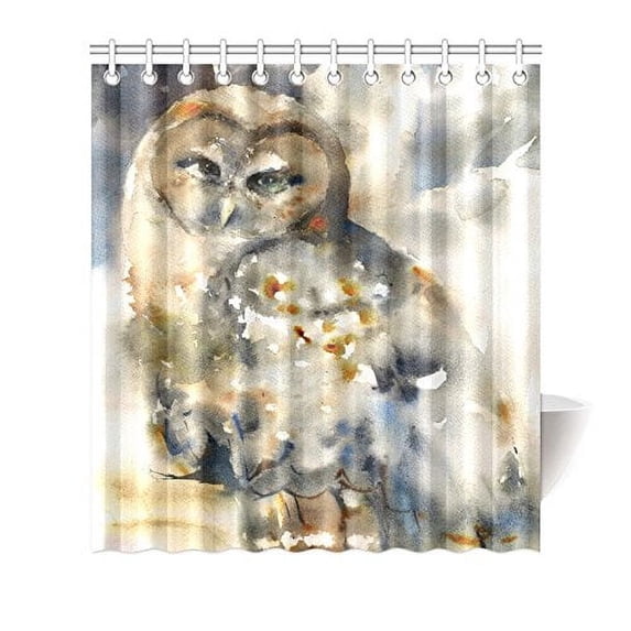 MKHERT Animal Owl Painting Decor Waterproof Polyester Fabric Shower Curtain Bathroom Sets 66x72 inch