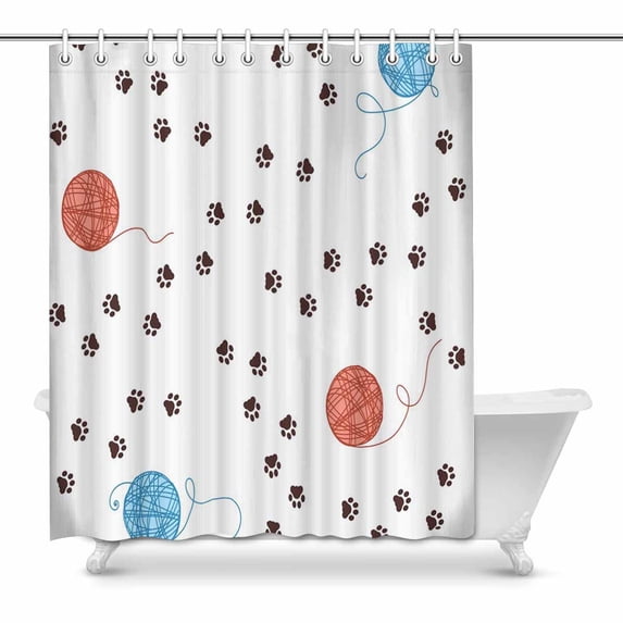 MKHERT Animal footprints and coil Bathroom Shower Curtain 60x72 inch