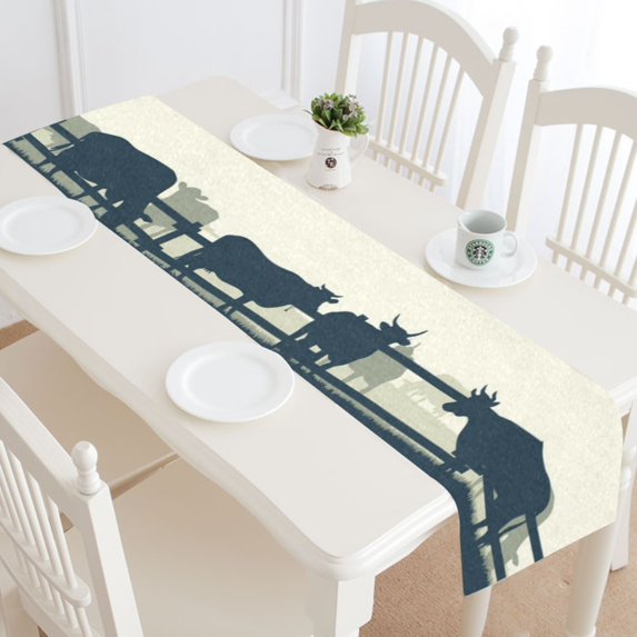 MKHERT Animals With Fence Table Runner for Office Kitchen Dining Wedding Party Home Decor 14x72 inch