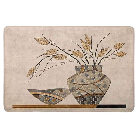 MKHERT Antique Colorful Tiles Pottery with Tree Branches and Leaves Doormat Rug Home Decor Floor Mat Bath Mat 23.6x15.7 inch