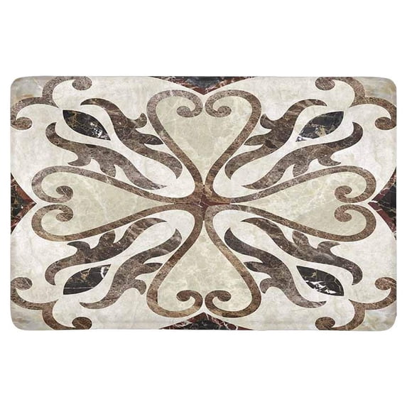 MKHERT Antique Decor Nostalgic Floor Motif with Swirled Floral Art Doormat Rug Home Decor Floor Mat Bath Mat 23.6x15.7 inch