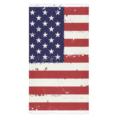 MKHERT Art Design American Flag Banner Bath Towel 30x56 Inches Bathroom Towel Beach Sunbath