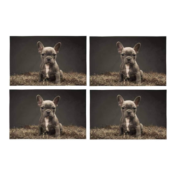 MKHERT Baby French Bulldog Cute Puppy Placemats Table Mats for Dining Room Kitchen Table Decoration 12x18 inch,Set of 4