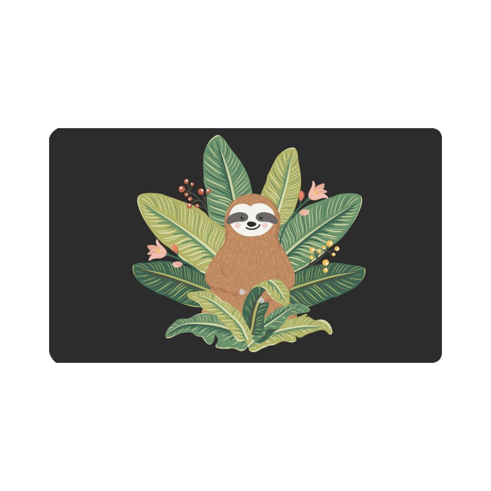 MKHERT Baby Sloth On Tropical Leaves Doormat Rug Home Decor Floor Mat ...
