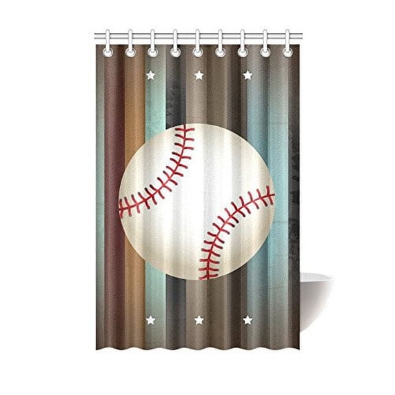 MKHERT Baseball American Sports Polyester Fabric Bathroom Shower Curtain 48x72 inch