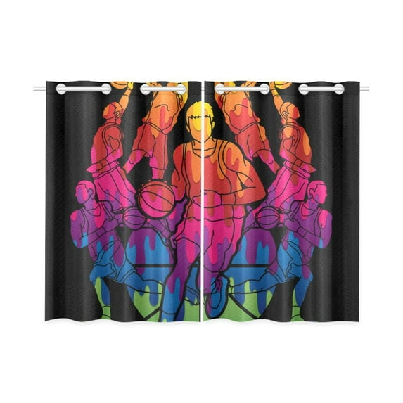 MKHERT Basketball Team Player Dunking Window Curtains Kitchen Curtain Room Bedroom Drapes Curtains 26x39 inch, 2 Piece