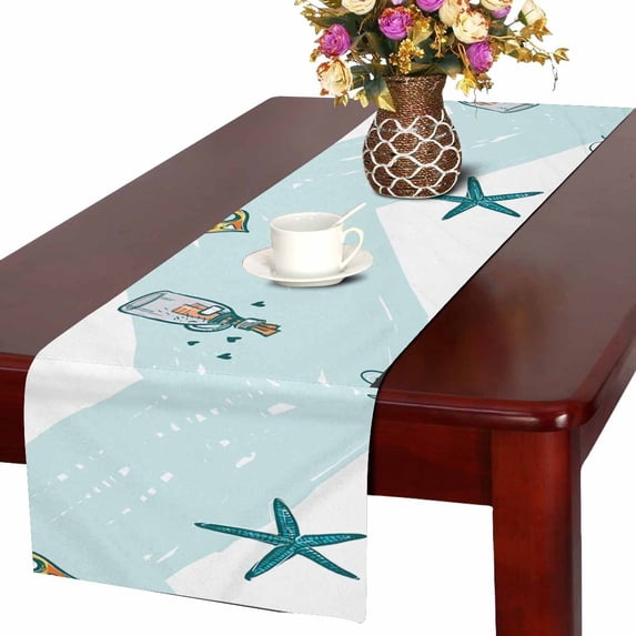 MKHERT Beach Party Table Runner For Wedding Party Decoration Kitchen Decor Decoration 14x72 inch