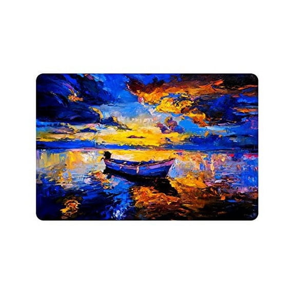 MKHERT Beach Sky Sunset and Boat Painting Doormat Rug Home Decor Floor Mat Bath Mat 23.6x15.7 inch