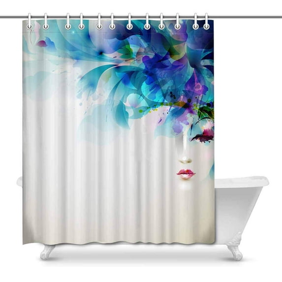 MKHERT Beautiful Abstract Women Modern Design Elements Decor Waterproof Polyester Bathroom Shower Curtain Bath Decorations Hooks 66x72 inch