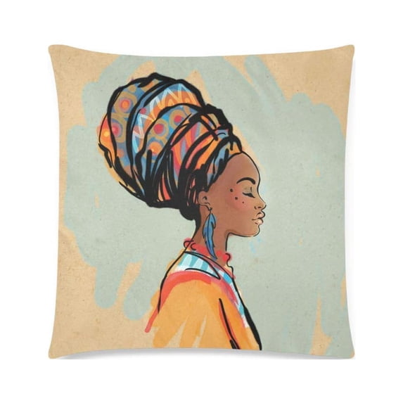 MKHERT Beautiful African Woman Pillow Covers Pillowcase Throw Pillows 18x18 inch