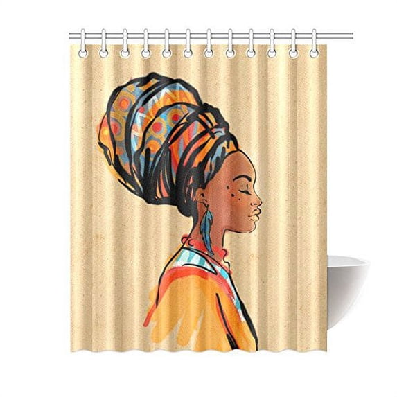 MKHERT Beautiful African Woman With Earring Shower Curtain Waterproof fabric Polyester Bath Curtain 60x72 inch