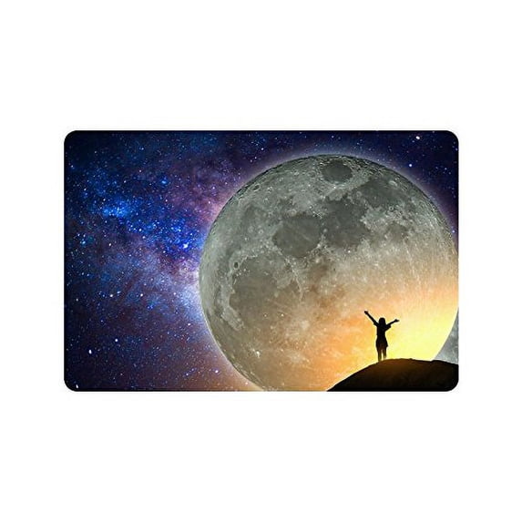 MKHERT Beautiful Big Full Moon Galaxy Space Exploration Doormat Rug Home Decor Floor Mat Bath Mat 23.6x15.7 inch